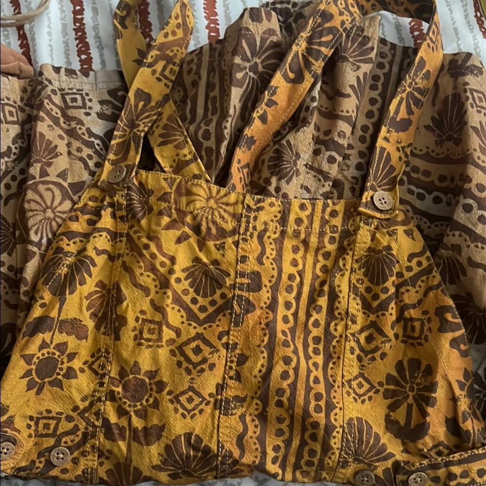 Free People Palm Bay Printed Shortalls Romper Desert Combo Medium Boho Beachy - Picture 4 of 4
